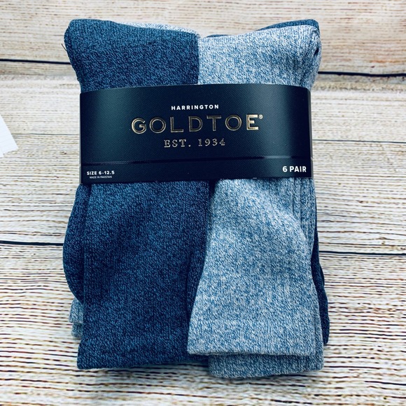 Gold Toe Harrington Cotton‎ Crew Socks 6 Pair Moisture Control [Size 6-12.5] NEW - Picture 1 of 4